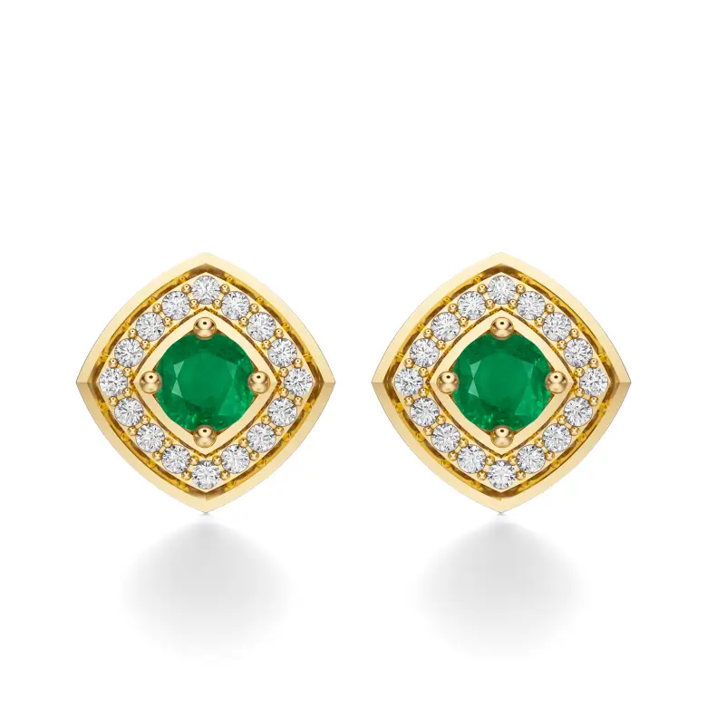 Złote kolczyki ze szmaragdem AJK_008